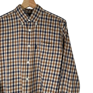 Aquascutum House Check Long Sleeved Shirt - Medium (M) PTP 20.5"