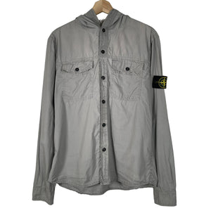 Stone Island Grey Double Pocket Lightweight Hooded Overshirt - Large (L) PTP 22"