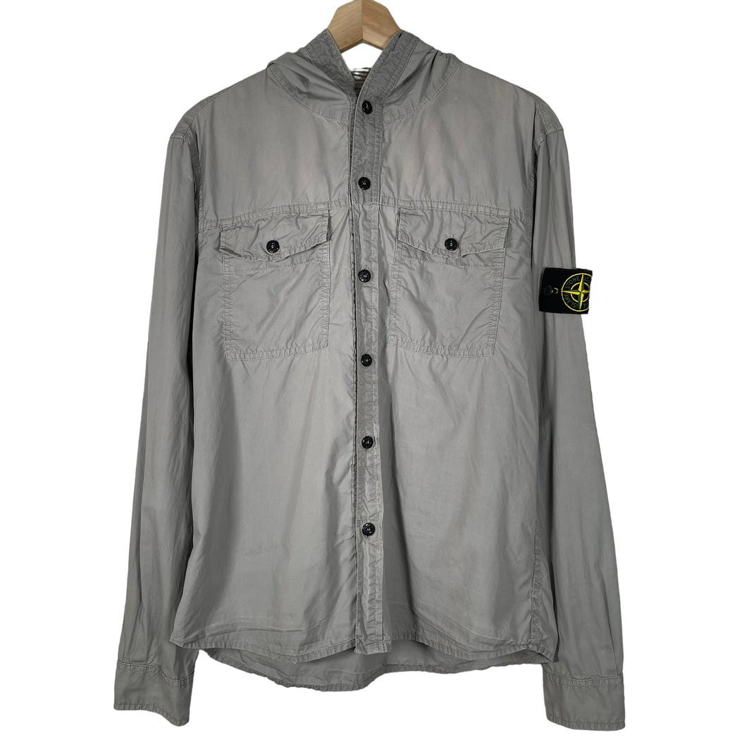 Stone Island Grey Double Pocket Lightweight Hooded Overshirt - Large (L) PTP 22