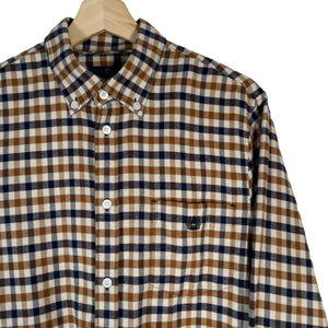 Aquascutum House Check Flannel Long Sleeved Shirt - Medium (M) PTP 20.75"