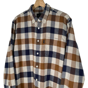 Aquascutum Block Check Flannel Long Sleeved Shirt - Extra Large (XL) PTP 22"