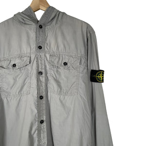 Stone Island Grey Double Pocket Lightweight Hooded Overshirt - Large (L) PTP 22"