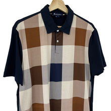 Load image into Gallery viewer, Aquascutum Navy / Block Check Short Sleeved Polo - Large (L) PTP 21.5&quot;
