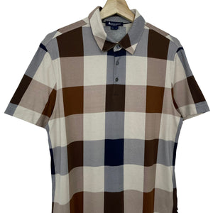 Aquascutum Block Check Short Sleeved Polo - Large (L) PTP 20.25"