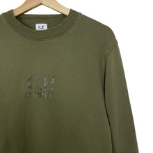 Load image into Gallery viewer, C.P Company Green Crew Neck Logo Sweater - Medium (M) PTP 21&quot;
