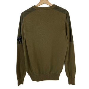 C.P Company Khaki Crew Neck Lens Sweater - Medium (M) PTP 20.25"