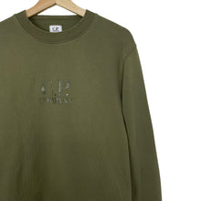 Load image into Gallery viewer, C.P Company Green Crew Neck Logo Sweater - Medium (M) PTP 21&quot;
