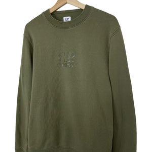 C.P Company Green Crew Neck Logo Sweater - Medium (M) PTP 21"