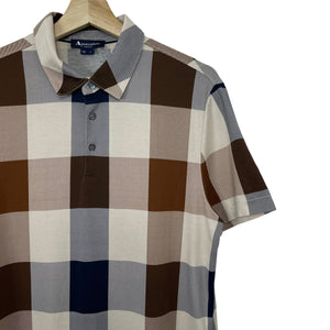 Aquascutum Block Check Short Sleeved Polo - Large (L) PTP 20.25"