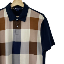 Load image into Gallery viewer, Aquascutum Navy / Block Check Short Sleeved Polo - Large (L) PTP 21.5&quot;
