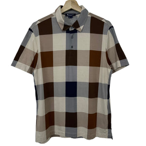 Aquascutum Block Check Short Sleeved Polo - Large (L) PTP 20.25"