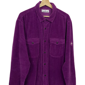 Stone Island Purple Corduroy Double Pocket Overshirt - Double Extra Large (XXL) PTP 24"