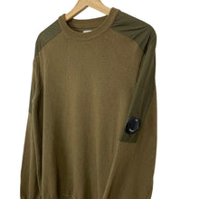 Load image into Gallery viewer, C.P Company Khaki Crew Neck Lens Sweater - Medium (M) PTP 20.25&quot;
