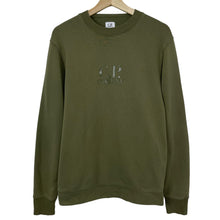 Load image into Gallery viewer, C.P Company Green Crew Neck Logo Sweater - Medium (M) PTP 21&quot;
