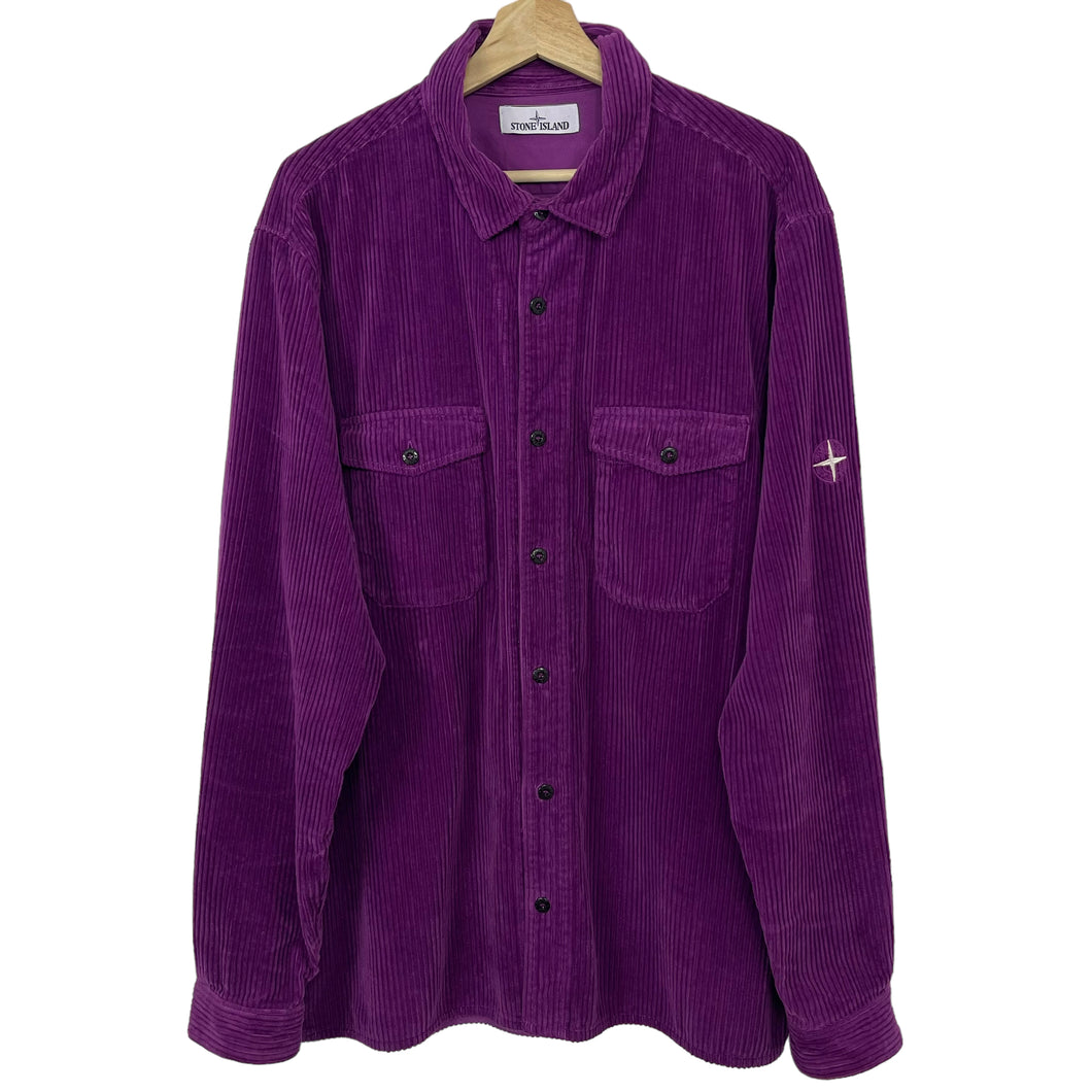 Stone Island Purple Corduroy Double Pocket Overshirt - Double Extra Large (XXL) PTP 24