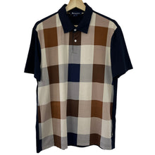 Load image into Gallery viewer, Aquascutum Navy / Block Check Short Sleeved Polo - Large (L) PTP 21.5&quot;
