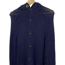 Load image into Gallery viewer, Ma.Strum Navy Button Up Hooded Cardigan - Medium (M) PTP 18&quot;
