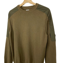 Load image into Gallery viewer, C.P Company Khaki Crew Neck Lens Sweater - Medium (M) PTP 20.25&quot;
