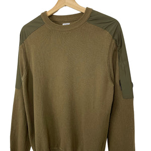 C.P Company Khaki Crew Neck Lens Sweater - Medium (M) PTP 20.25"