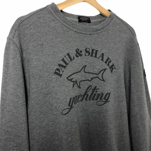 Paul and Shark Grey Crew Neck Logo Sweater - Large (L) PTP 23.25"