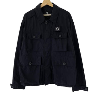 Ma.Strum Black Button Up Multi Pocket Overshirt - Medium (M) PTP 23.5"