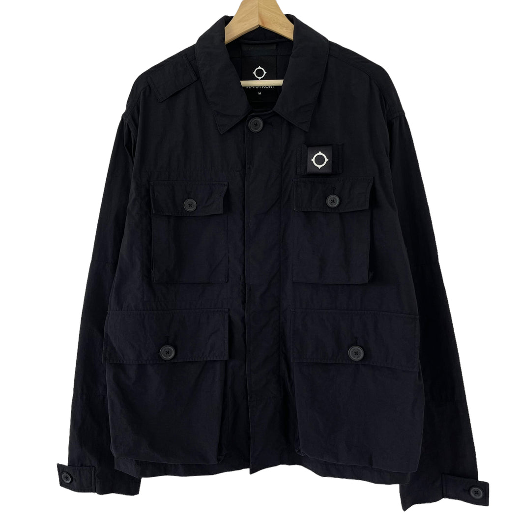 Ma.Strum Black Button Up Multi Pocket Overshirt - Medium (M) PTP 23.5