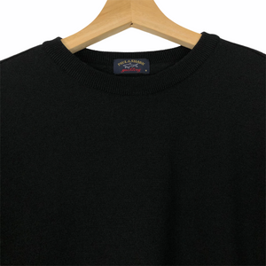 Paul and Shark Black 100% Wool Crew Neck Logo Sweater - Medium (M) PTP 20"