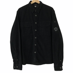 C.P Company Black Corduroy Button Up Overshirt - Extra Large (XL) PTP 25"