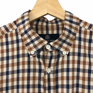 Aquascutum House Check Long Sleeved Shirt - Medium (M) PTP 20.25"