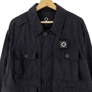 Ma.Strum Black Button Up Multi Pocket Overshirt - Medium (M) PTP 23.5"