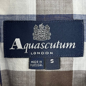 Aquascutum Block Check Short Sleeved Shirt - Small (S) PTP 20"