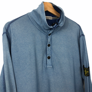 Stone Island Blue Zip / Button Up Sweater - Extra Large (XL) PTP 25"