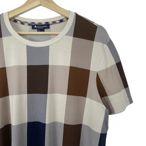 Aquascutum Block Check Short Sleeved T-Shirt - Large (L) PTP 21.25"