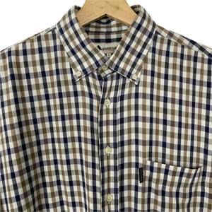 Aquascutum House Check Long Sleeved Shirt - Large (L) PTP 24.5"