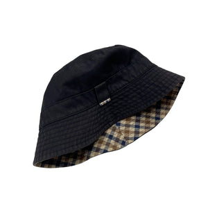 Aquascutum House Check / Navy Reversible Bucket Hat - One Size Fits All