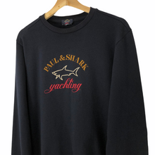 Load image into Gallery viewer, Paul and Shark Navy Embroidered Logo Crew Neck Sweater - Medium (M) PTP 20.75&quot;
