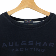 Load image into Gallery viewer, Paul and Shark Navy Crew Neck Spell Out Logo Sweater - Medium (M) PTP 20.5&quot;
