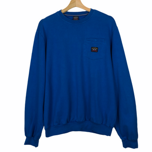 Paul and Shark Blue Crew Neck Pocket Logo Sweater - Large (L) PTP 23.5"