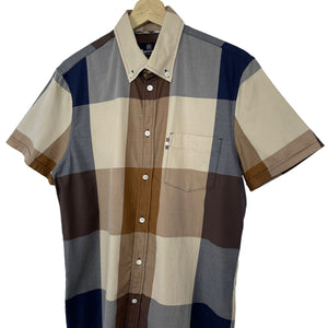 Aquascutum Block Check Short Sleeved Shirt - Medium (M) PTP 21"