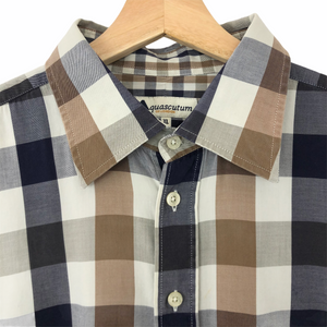 Aquascutum Block Check Long Sleeved Shirt - Extra Large (XL) PTP 27"