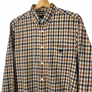 Aquascutum House Check Long Sleeved Shirt - Large (L) PTP 22"