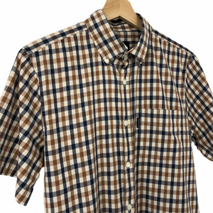 Aquascutum House Check Short Sleeved Shirt - Medium (M) PTP 20.5"