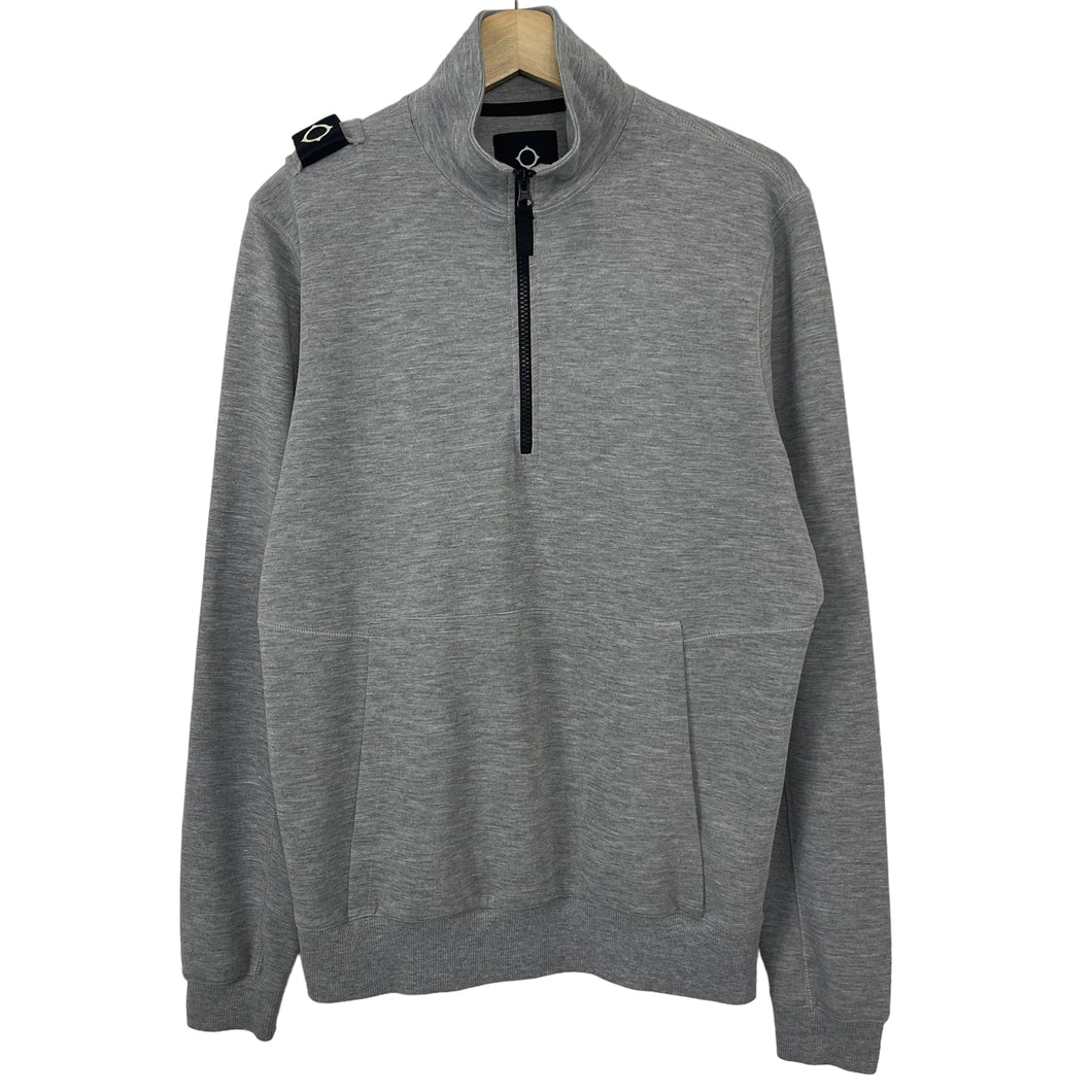 Ma.Strum Grey Half Zip Pullover Sweater - Medium (M) PTP 21