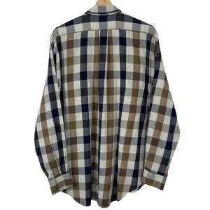 Aquascutum Block Check Long Sleeved Shirt - Large (L) PTP 24.5"