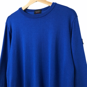 Paul and Shark Blue 100% Wool Crew Neck Logo Sweater - Large (L) PTP 22.5"