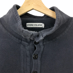 Vintage Stone Island Navy Button Up Sweater - Large (L) PTP 24.75"