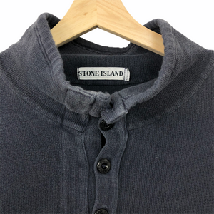 Vintage Stone Island Navy Button Up Sweater Large L PTP 24.75