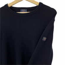 Load image into Gallery viewer, Paul and Shark Navy Wool Crew Neck Logo Sweater - Large (L) PTP 22&quot;
