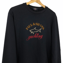 Load image into Gallery viewer, Paul and Shark Navy Embroidered Logo Crew Neck Sweater - Medium (M) PTP 20.75&quot;
