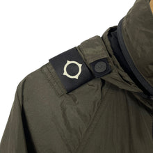 Load image into Gallery viewer, Ma.Strum Khaki Multi Pocket Hooded Crystal Nylon Jacket - Small (S) PTP 21.25&quot;
